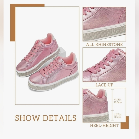 GOSERCE Fashion Sneakers with Sparkly Rhinestone #1184 - Picture 13 of 16